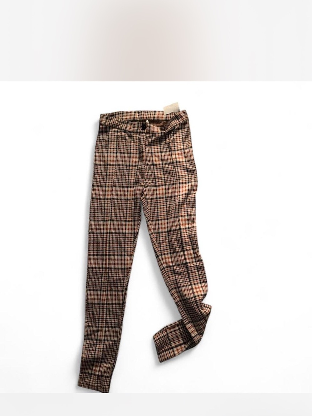 Free People Women’s Plaid Pants in Brown, Orange and Black